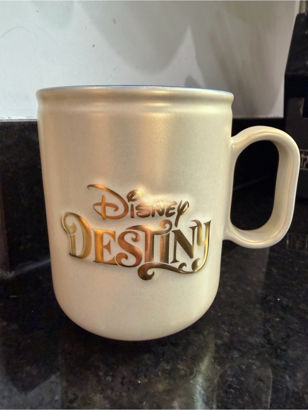 Disney Cream Ceramic Mug with Gold 'Destiny' Script